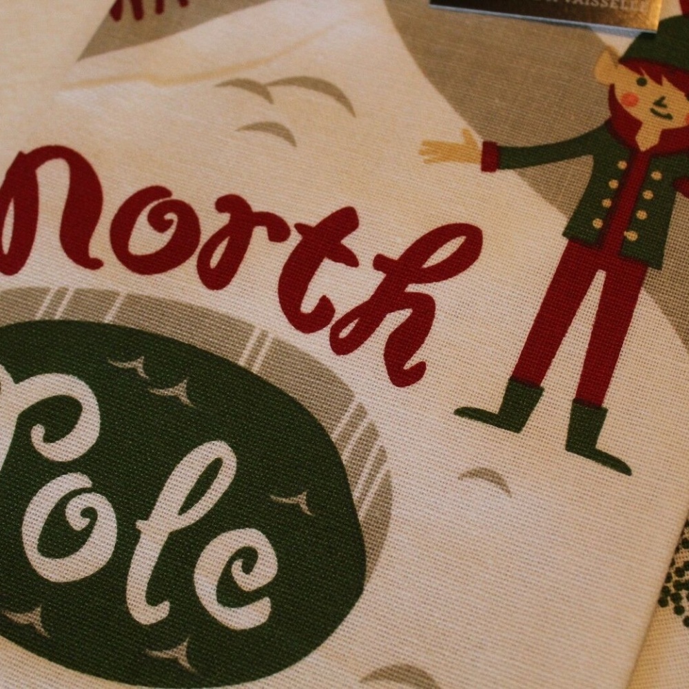 NOW DESIGNS Tea Towel NORTH POLE ELVES NWT - Picture 3 of 4